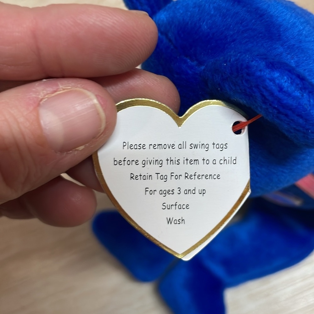 TY Beanie Baby 1998 "Clubby" The Bear" Retired Blue Plush Toy with Tag ~Mint~ - Picture 6 of 8